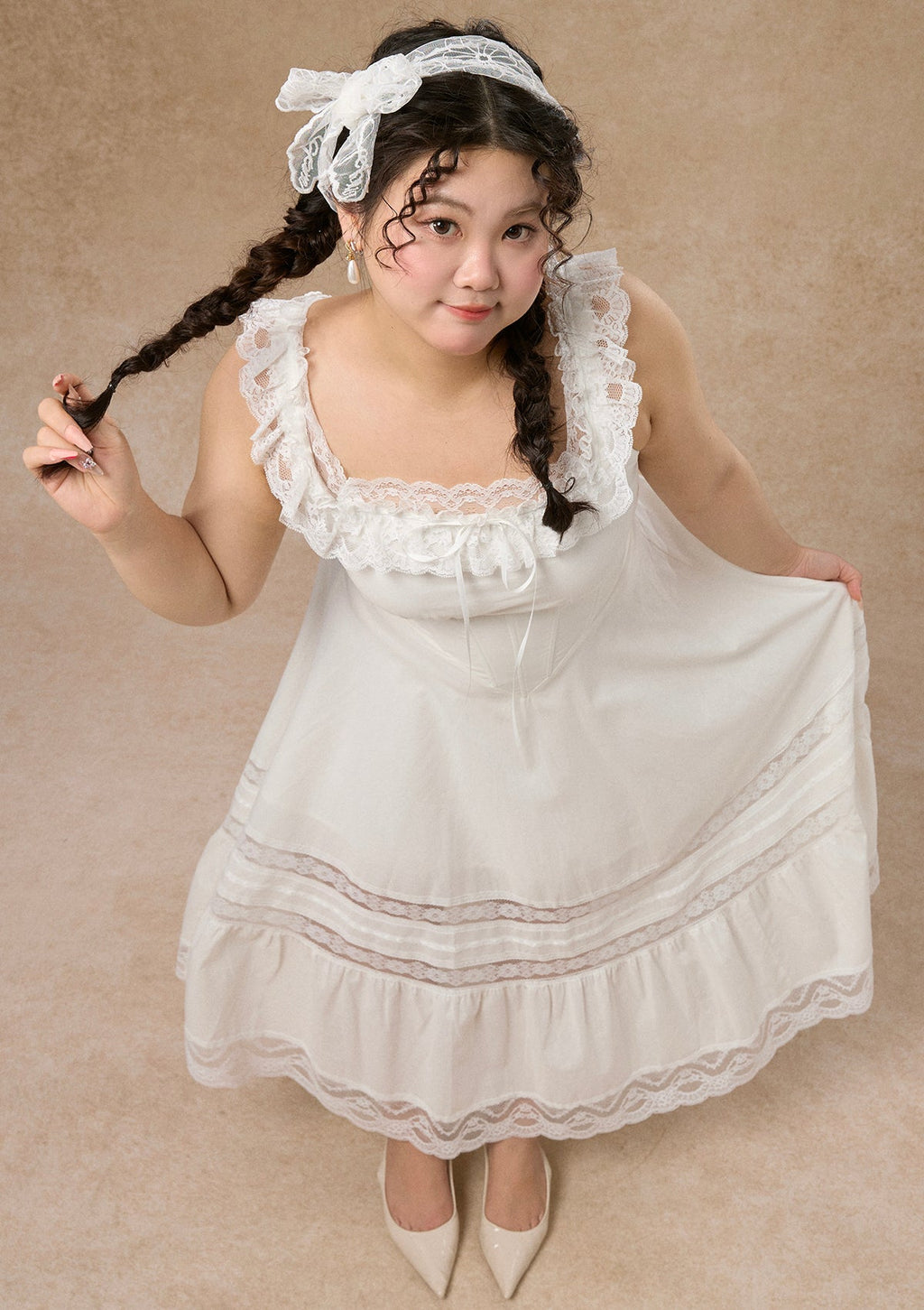Curve & Plus Pure White Garnet Corset Dress