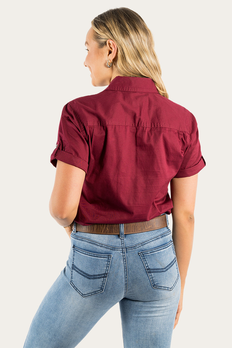Jules Womens Half Button Short Sleeve Work Shirt
