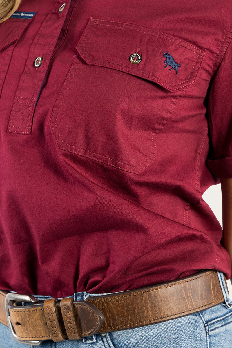 Jules Womens Half Button Short Sleeve Work Shirt