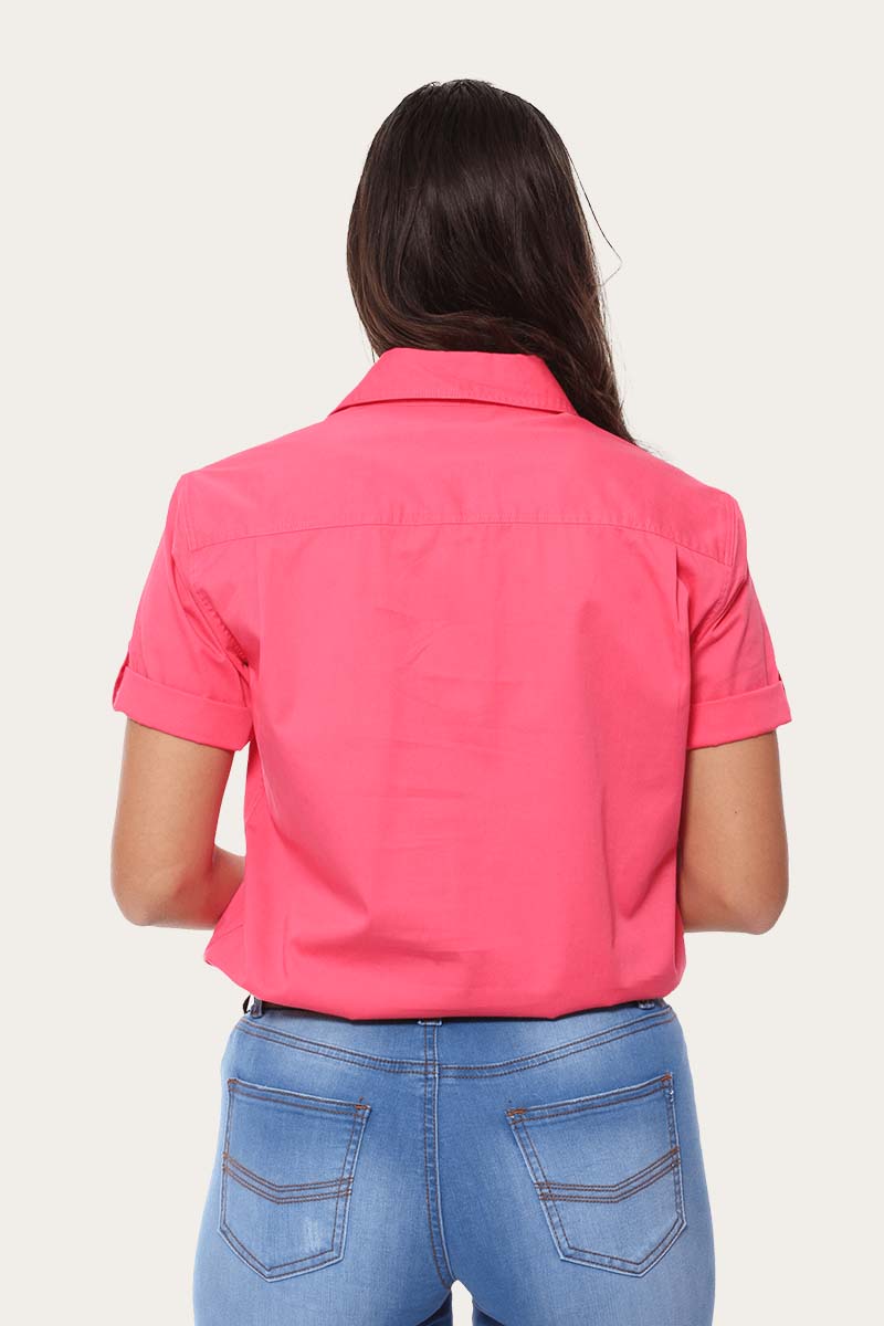 Jules Womens Half Button Short Sleeve Work Shirt