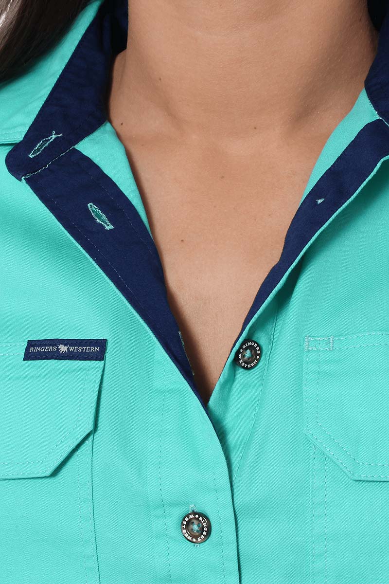 Jules Womens Half Button Short Sleeve Work Shirt