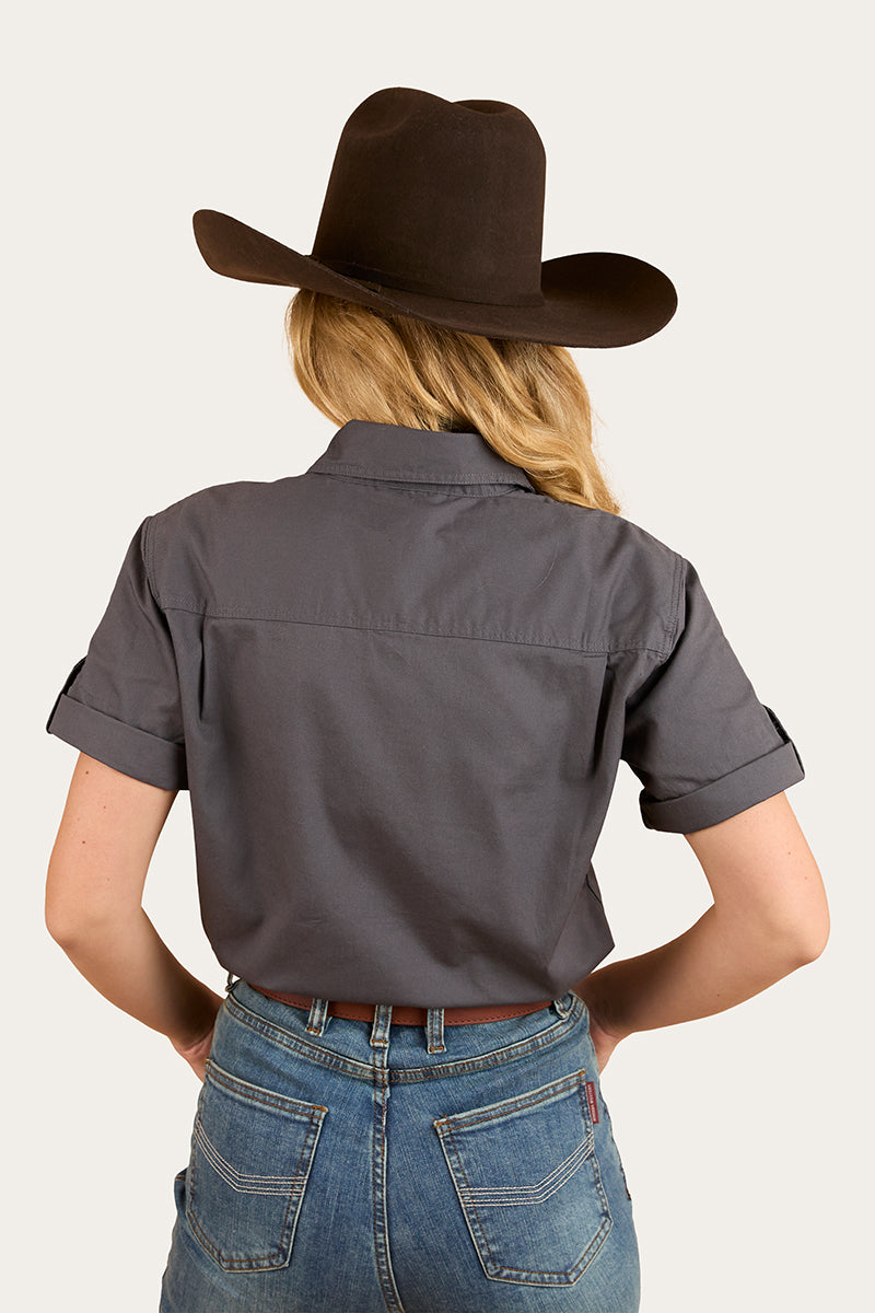 Jules Womens Half Button Short Sleeve Work Shirt