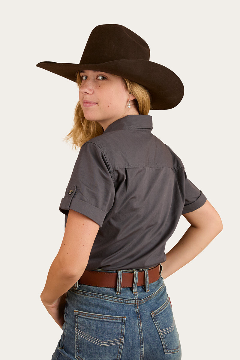Jules Womens Half Button Short Sleeve Work Shirt