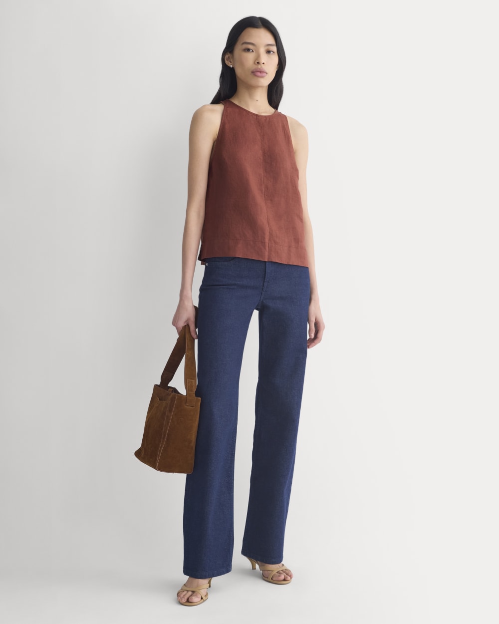 The Linen High-Neck Tank | Henna Red