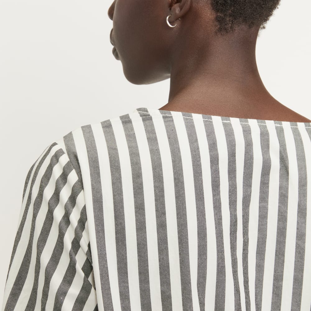 The Poplin Tiered Dress | Bone / Black