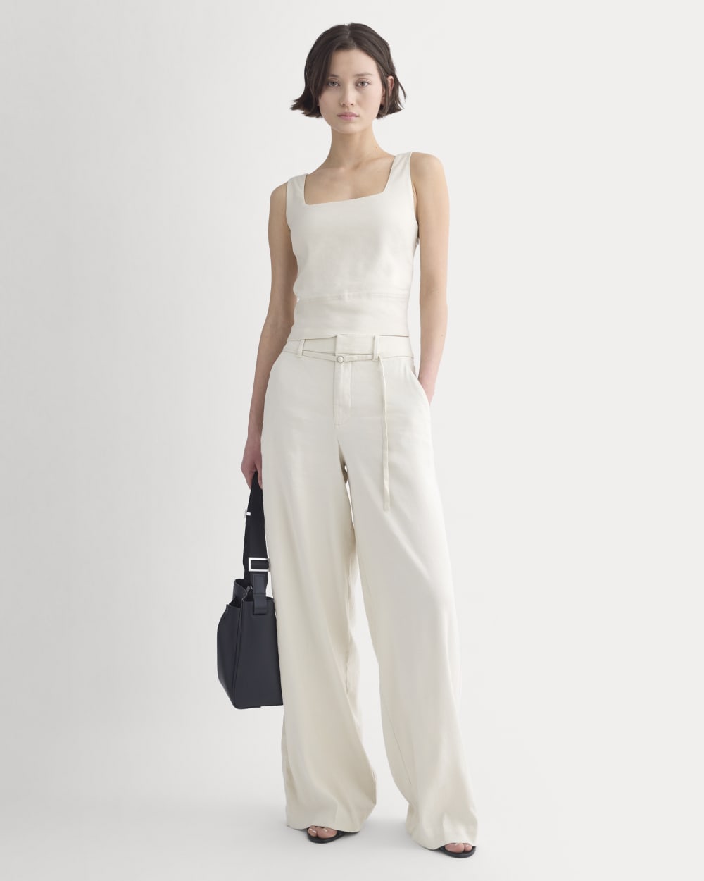Square Tank in Stretch Linen | Birch