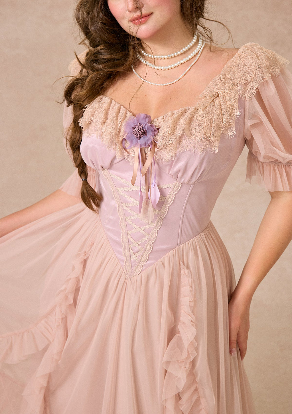 Curve&Plus Violet Mandarin Duck Princess Dress