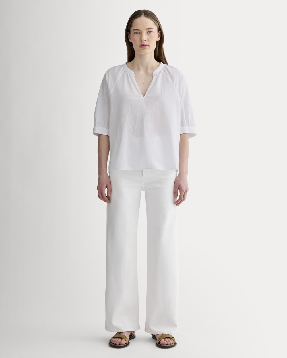 The Gauze Gathered Top | White
