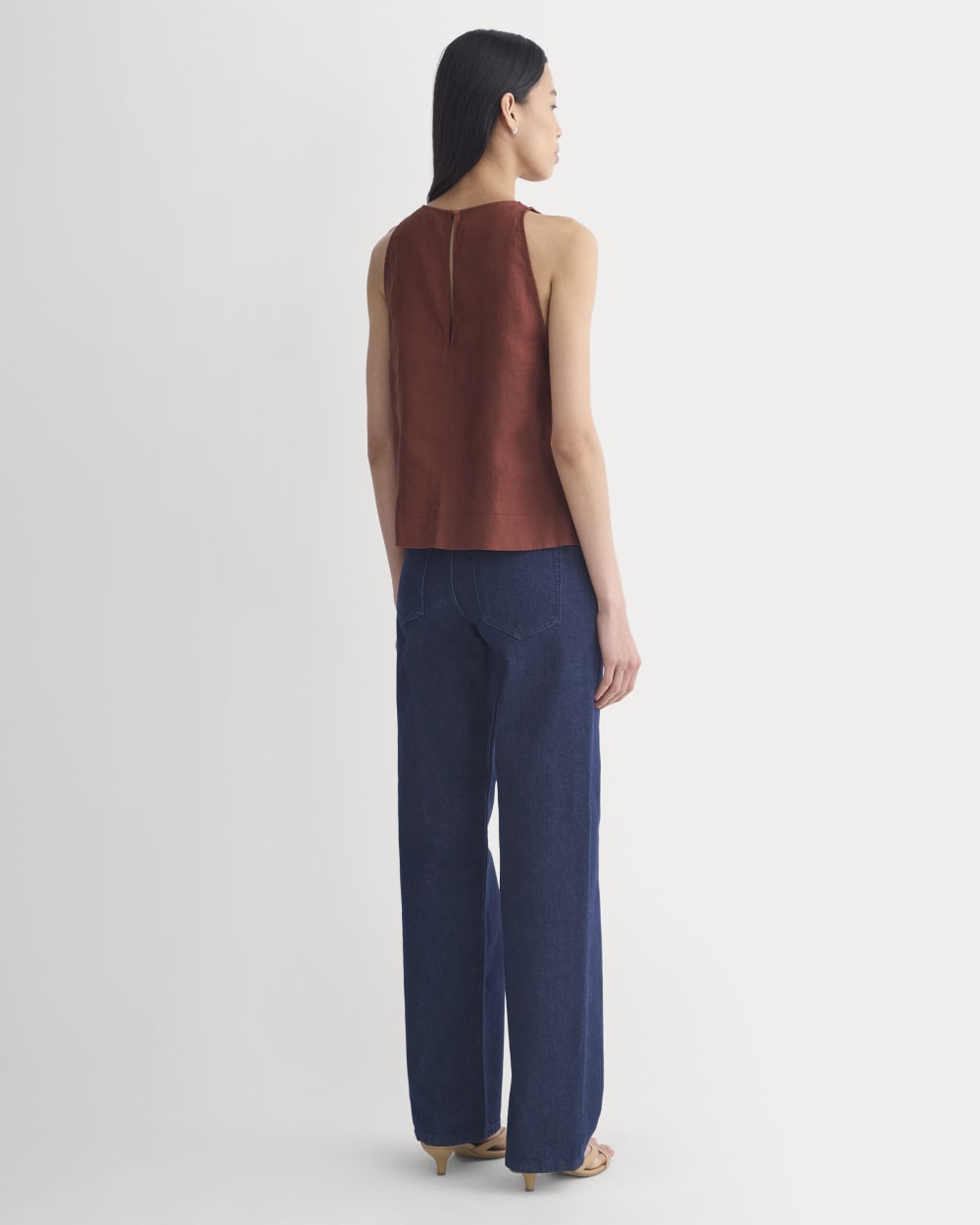 The Linen High-Neck Tank | Henna Red
