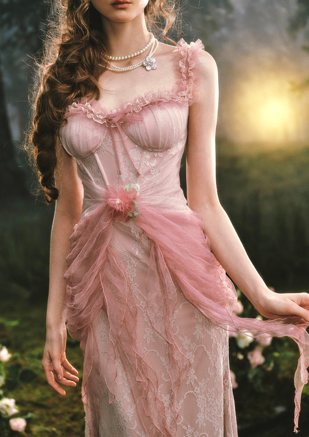 Pink Crabapple Blossom Corset Dress