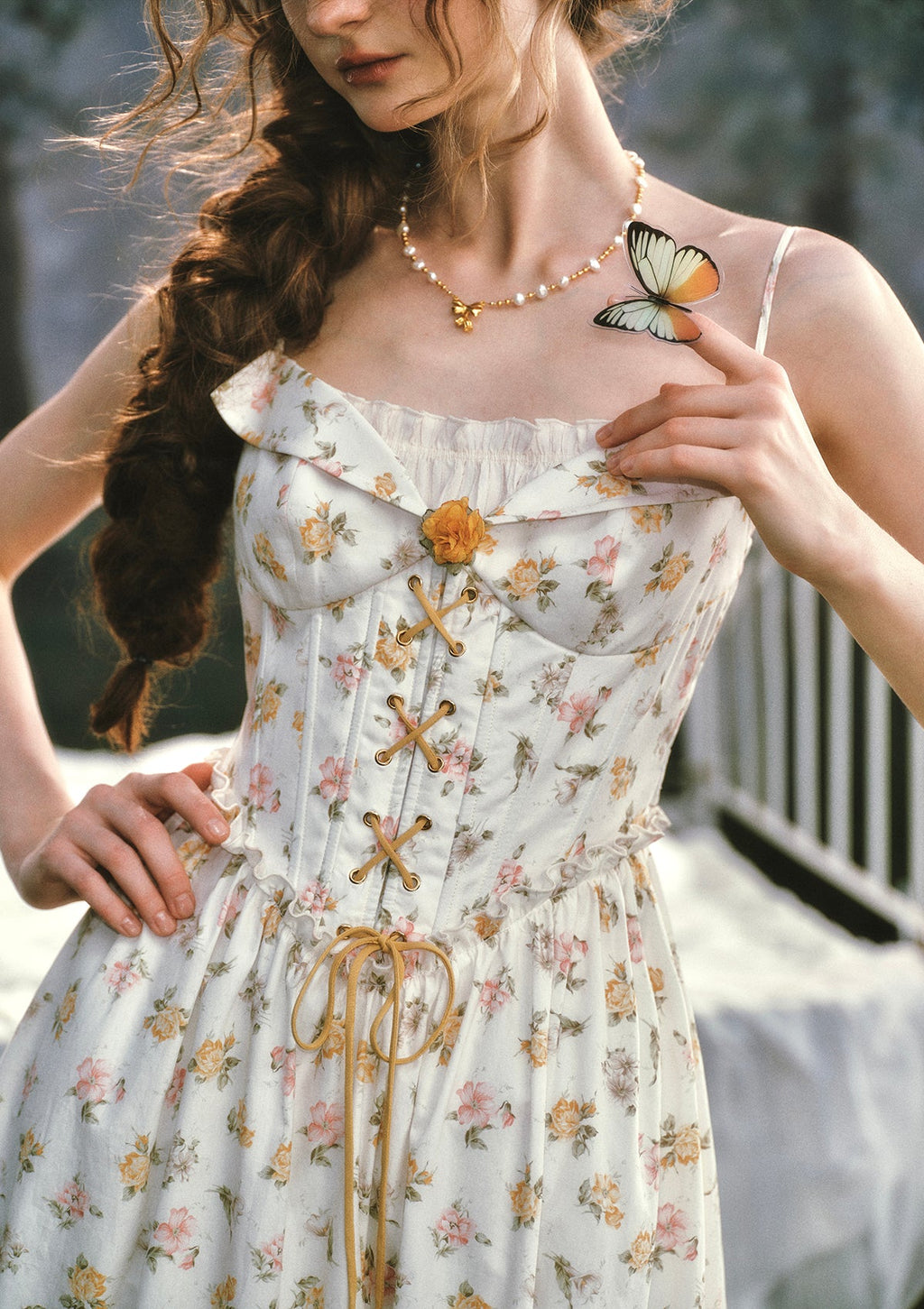 Misty Tangerine Grove Corset Dress