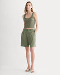 The Square Tank in Stretch Linen | Lichen Green