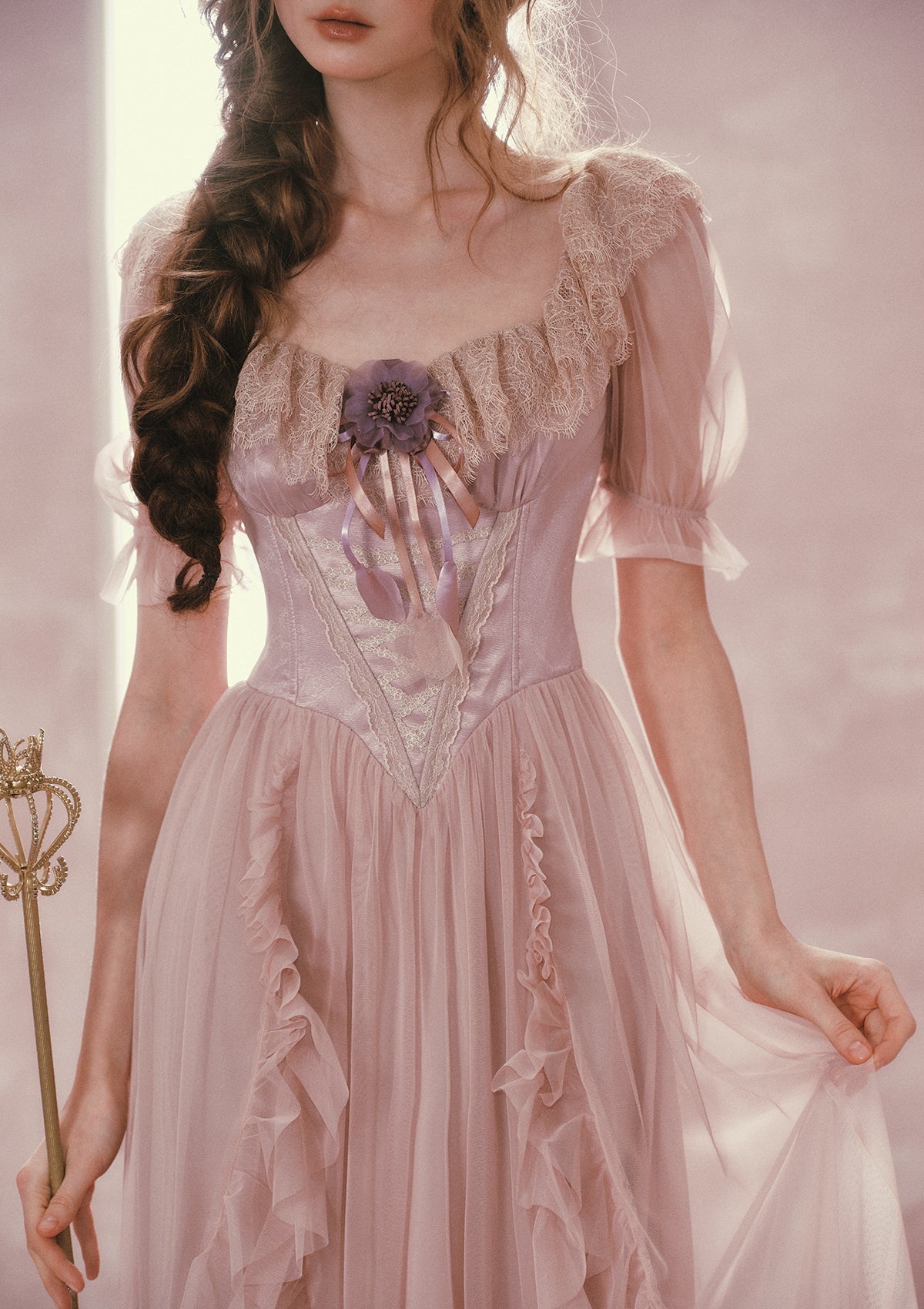Violet Mandarin Duck Princess Corset Dress