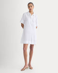 Mini Popover Shirtdress in Linen | White