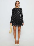 Lukea Long Sleeve Mini Dress Black Polka Dot