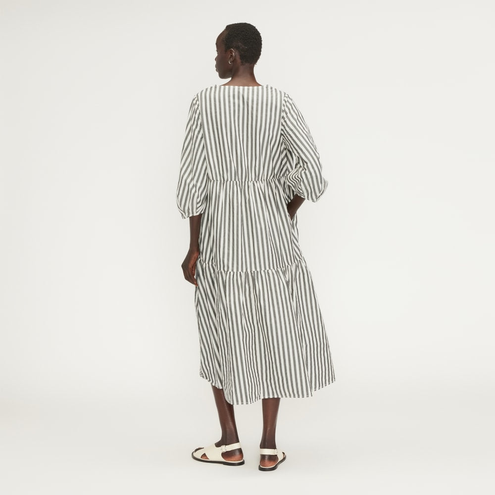 The Poplin Tiered Dress | Bone / Black