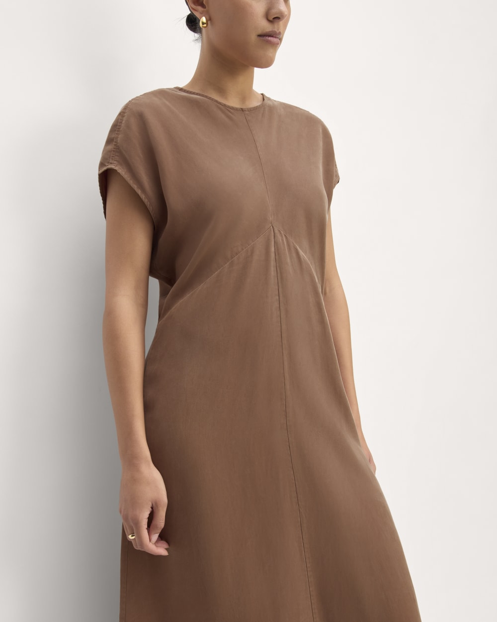 The TENCEL? Short-Sleeve Midi Dress | Carob Brown