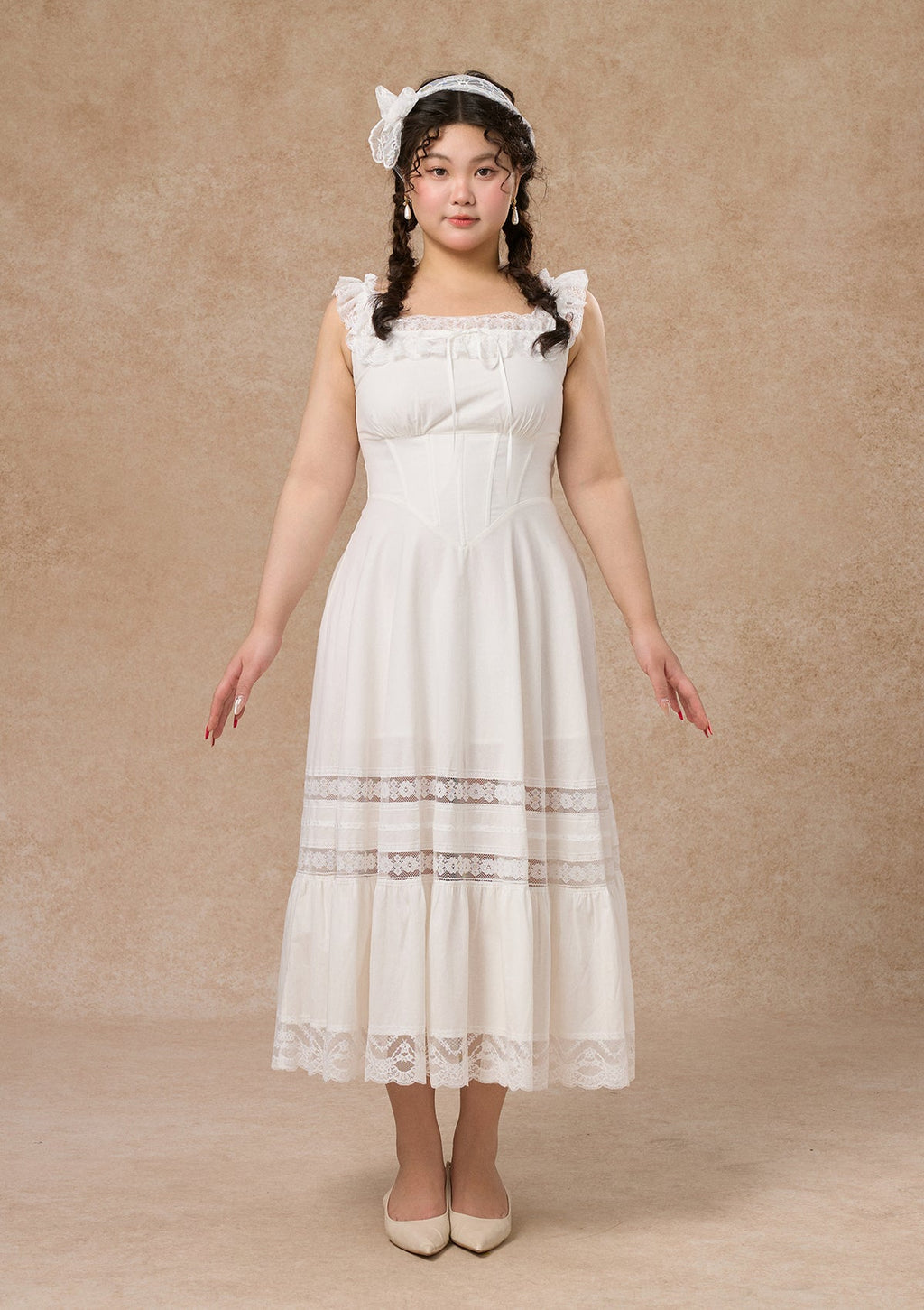 Curve & Plus Pure White Garnet Corset Dress