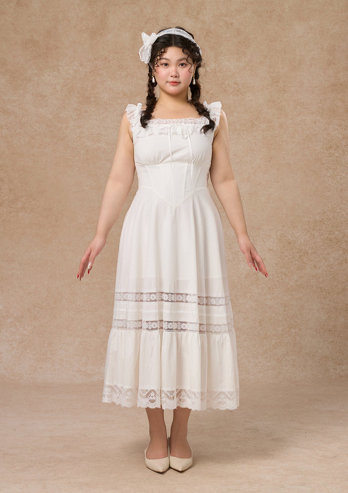Curve & Plus Pure White Garnet Corset Dress
