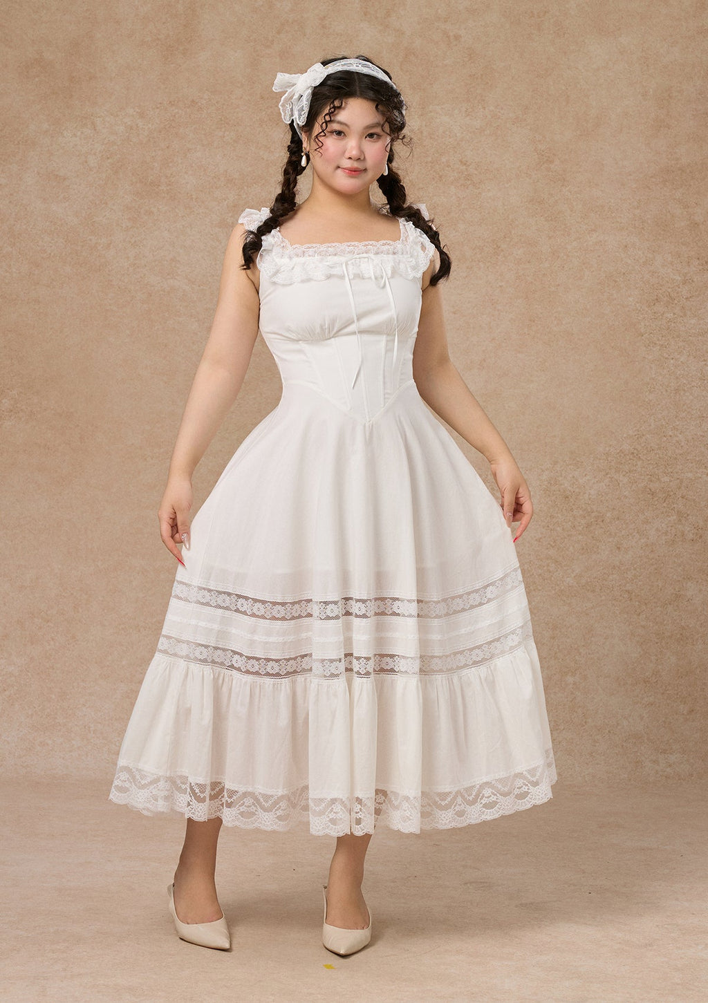 Curve & Plus Pure White Garnet Corset Dress