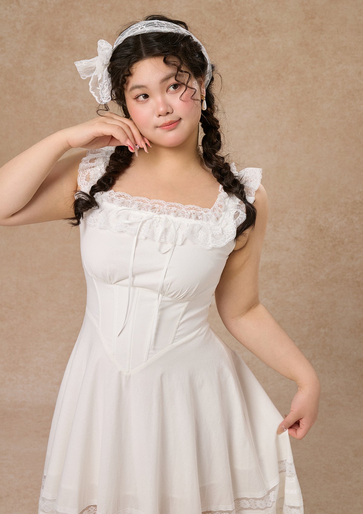 Curve & Plus Pure White Garnet Corset Dress