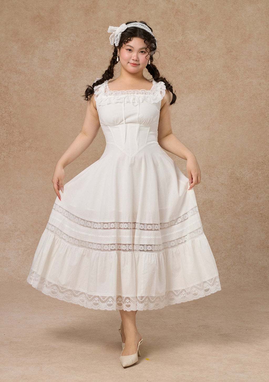 Curve & Plus Pure White Garnet Corset Dress