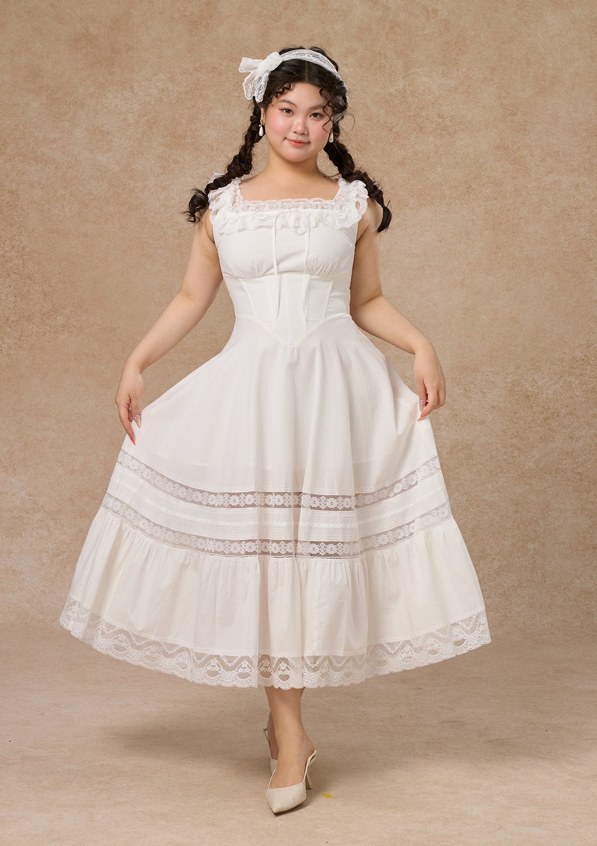 Curve & Plus Pure White Garnet Corset Dress