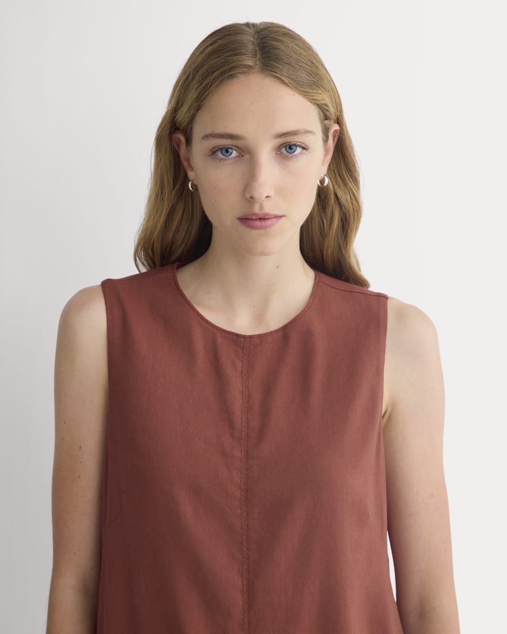 The Shift Dress in Stretch Linen | Henna Red