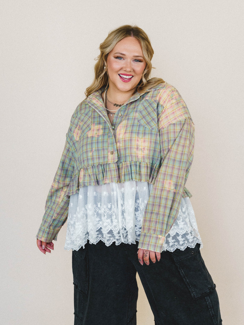 Vintage Rose Cascade Top - Natural Mauve Multi
