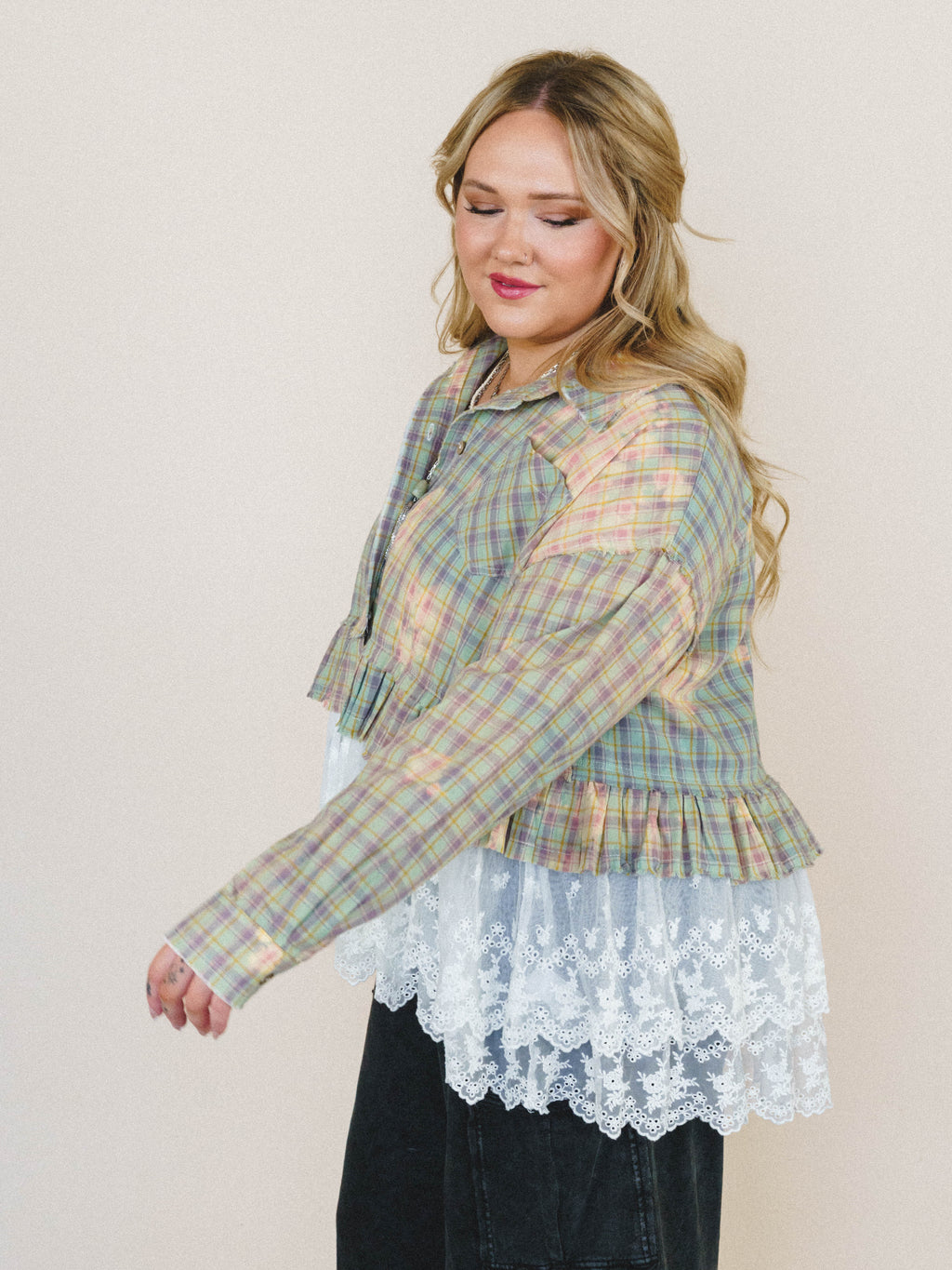 Vintage Rose Cascade Top - Natural Mauve Multi