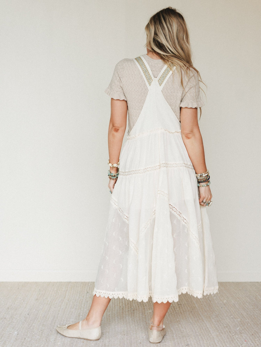 Garden Stroll Overall Dress - Ecru