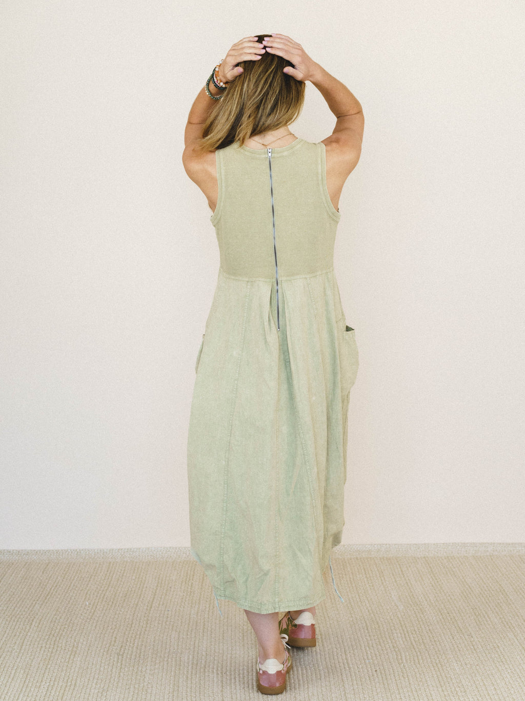 Jungle Beat Cargo Maxi Dress - Sage