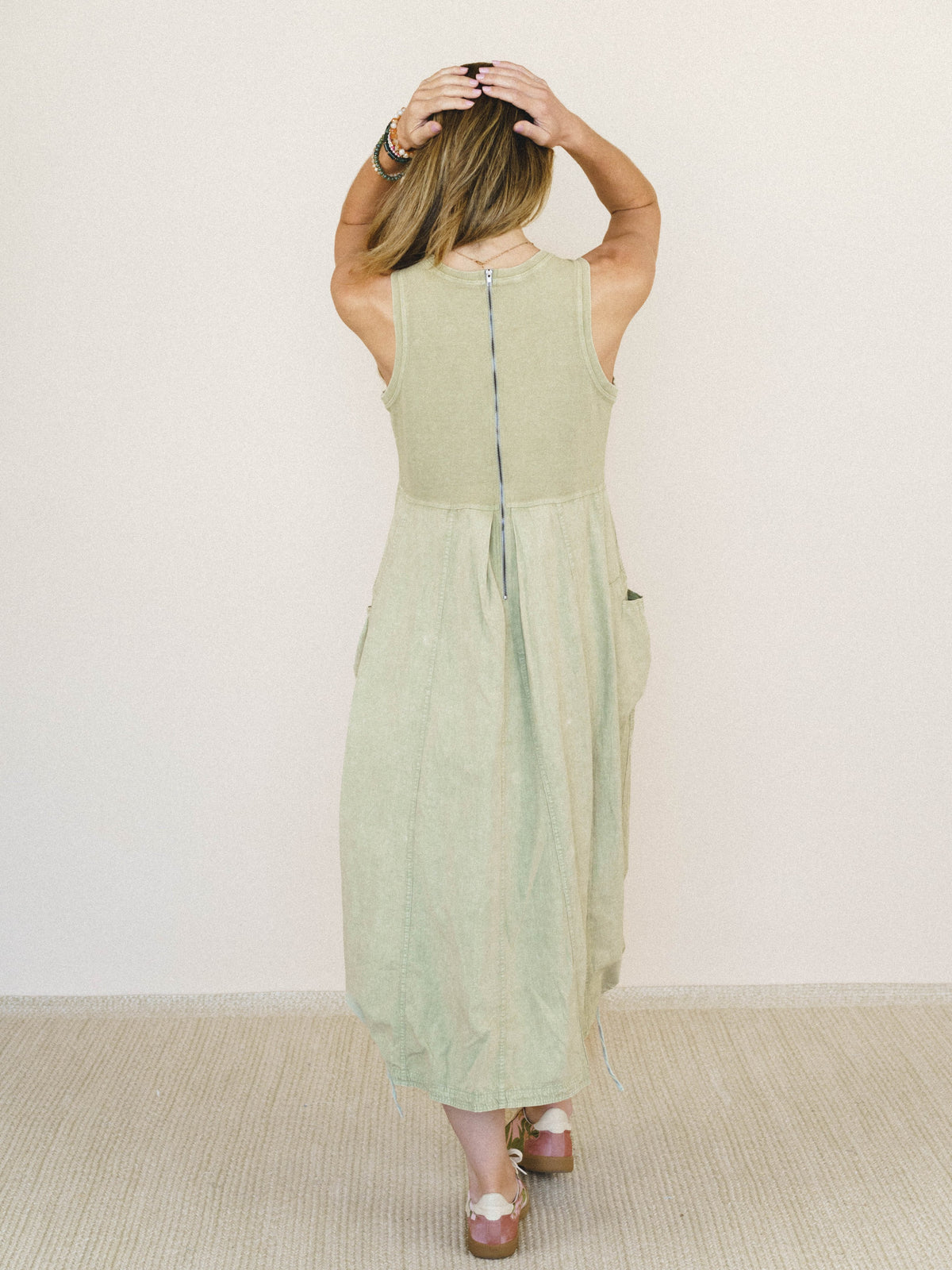 Jungle Beat Cargo Maxi Dress - Sage