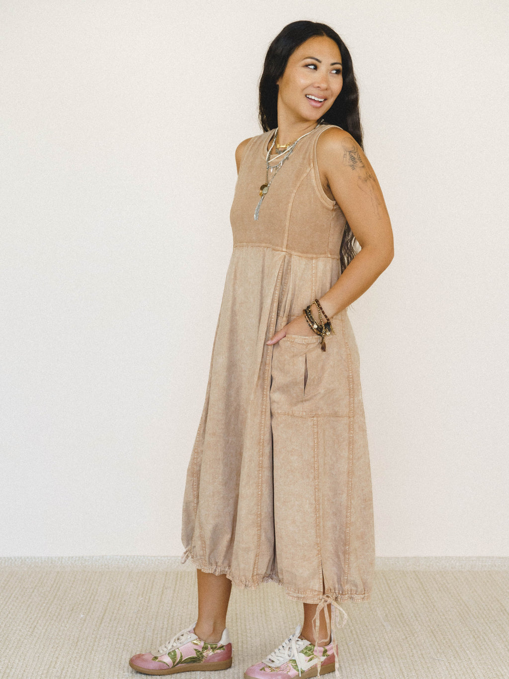 Jungle Beat Cargo Maxi Dress - Toast