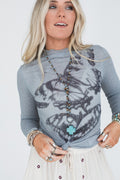 Chasing Butterflies Mesh Top - Gray