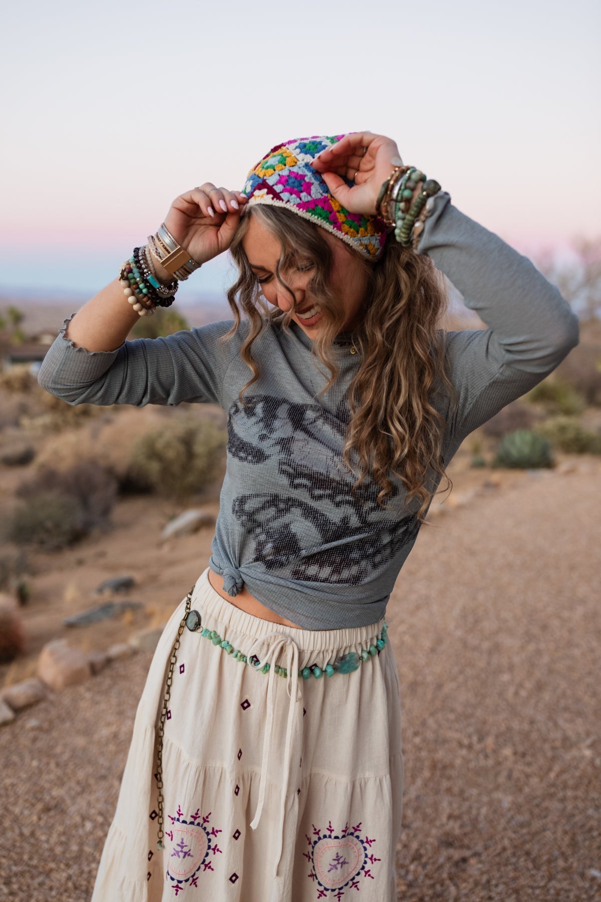 Chasing Butterflies Mesh Top - Gray