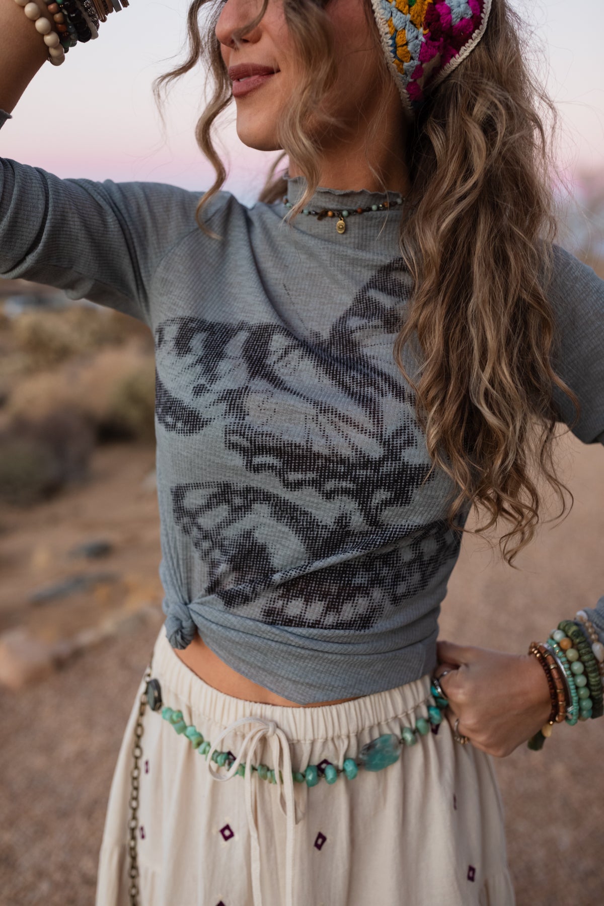 Chasing Butterflies Mesh Top - Gray