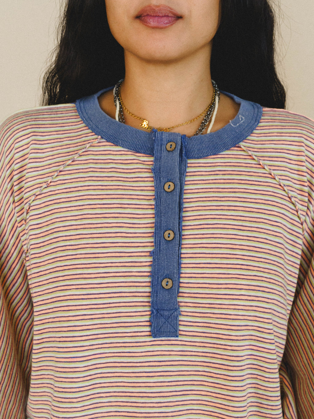 Florence Striped Poncho - Coral