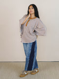 Florence Striped Poncho - Oatmeal
