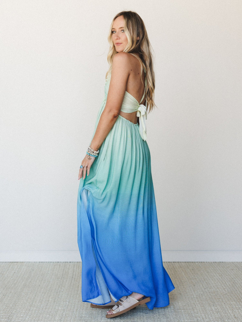 Cityscape Halter Maxi Dress - Butter Blue