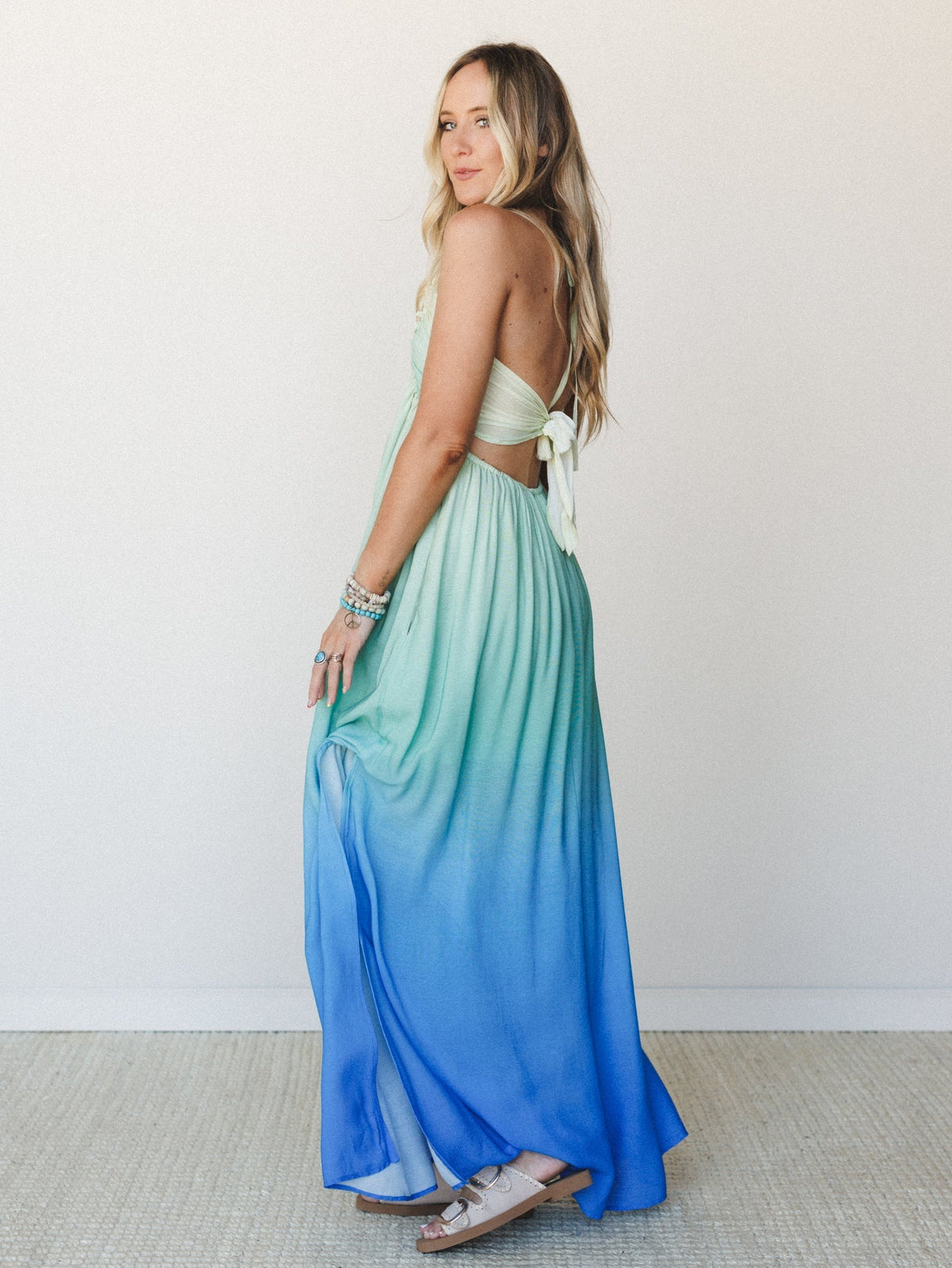 Cityscape Halter Maxi Dress - Butter Blue