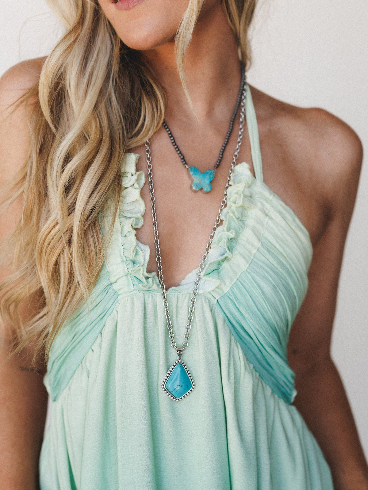 Cityscape Halter Maxi Dress - Butter Blue