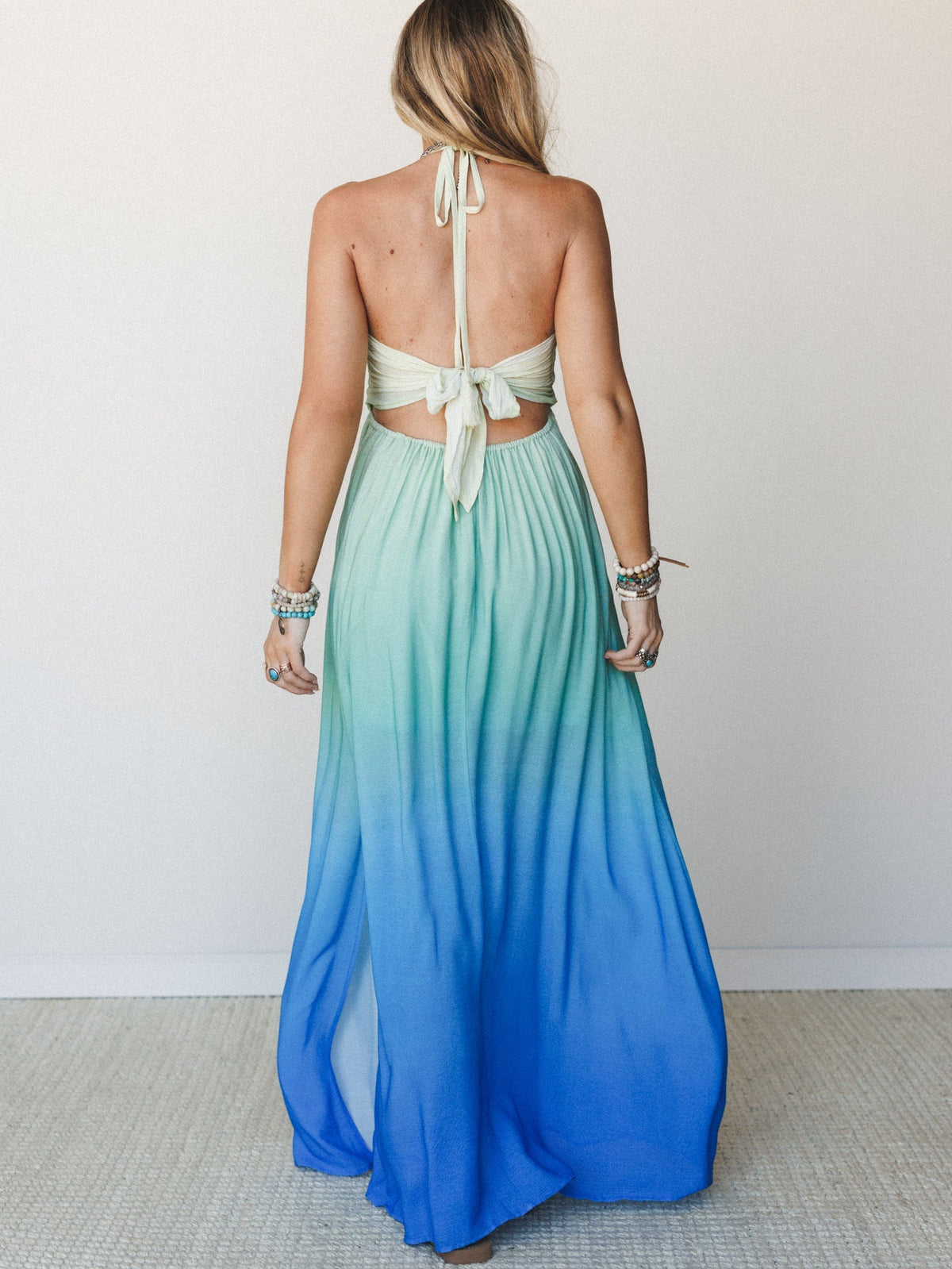 Cityscape Halter Maxi Dress - Butter Blue