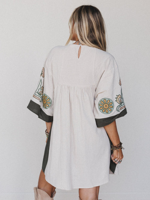 Chateau Chic Babydoll Tunic Dress - Faded Sage