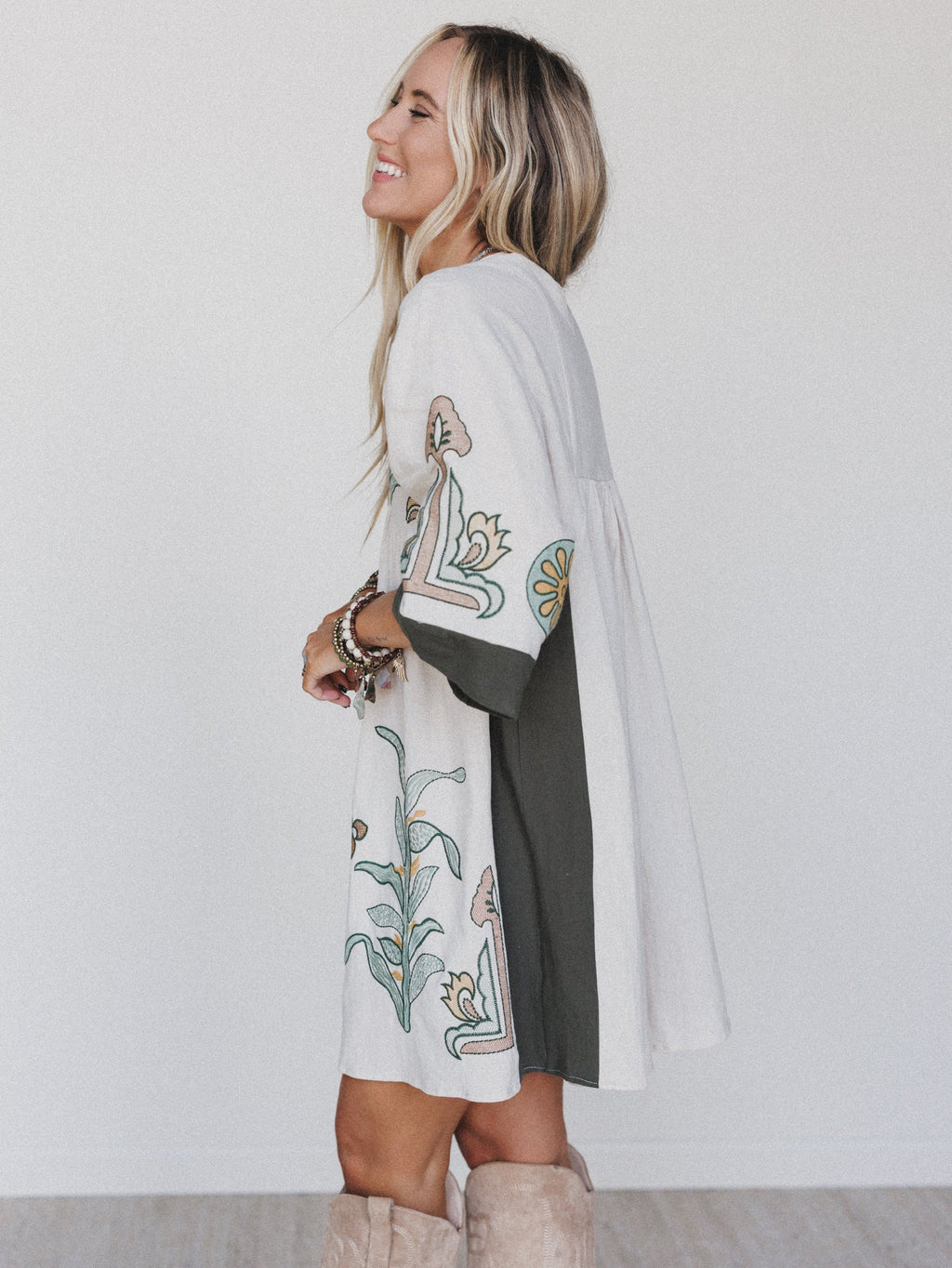 Chateau Chic Babydoll Tunic Dress - Faded Sage
