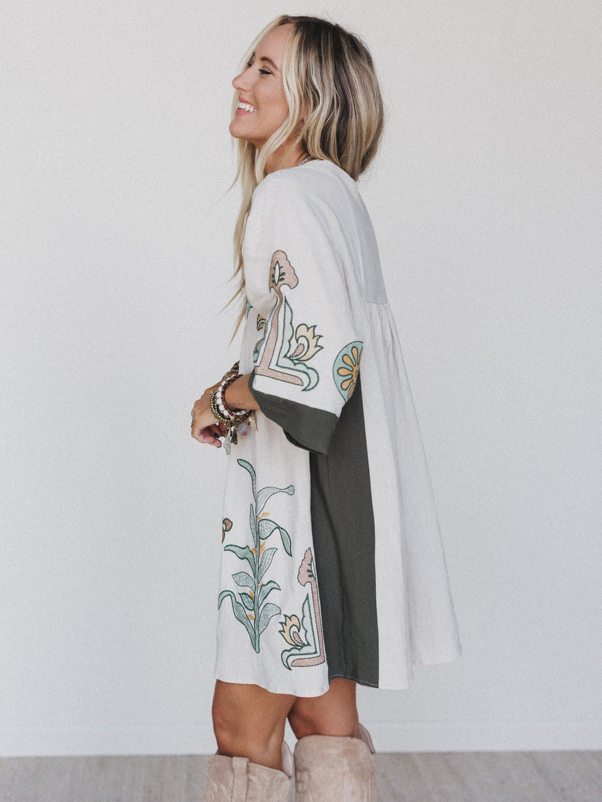 Chateau Chic Babydoll Tunic Dress - Faded Sage