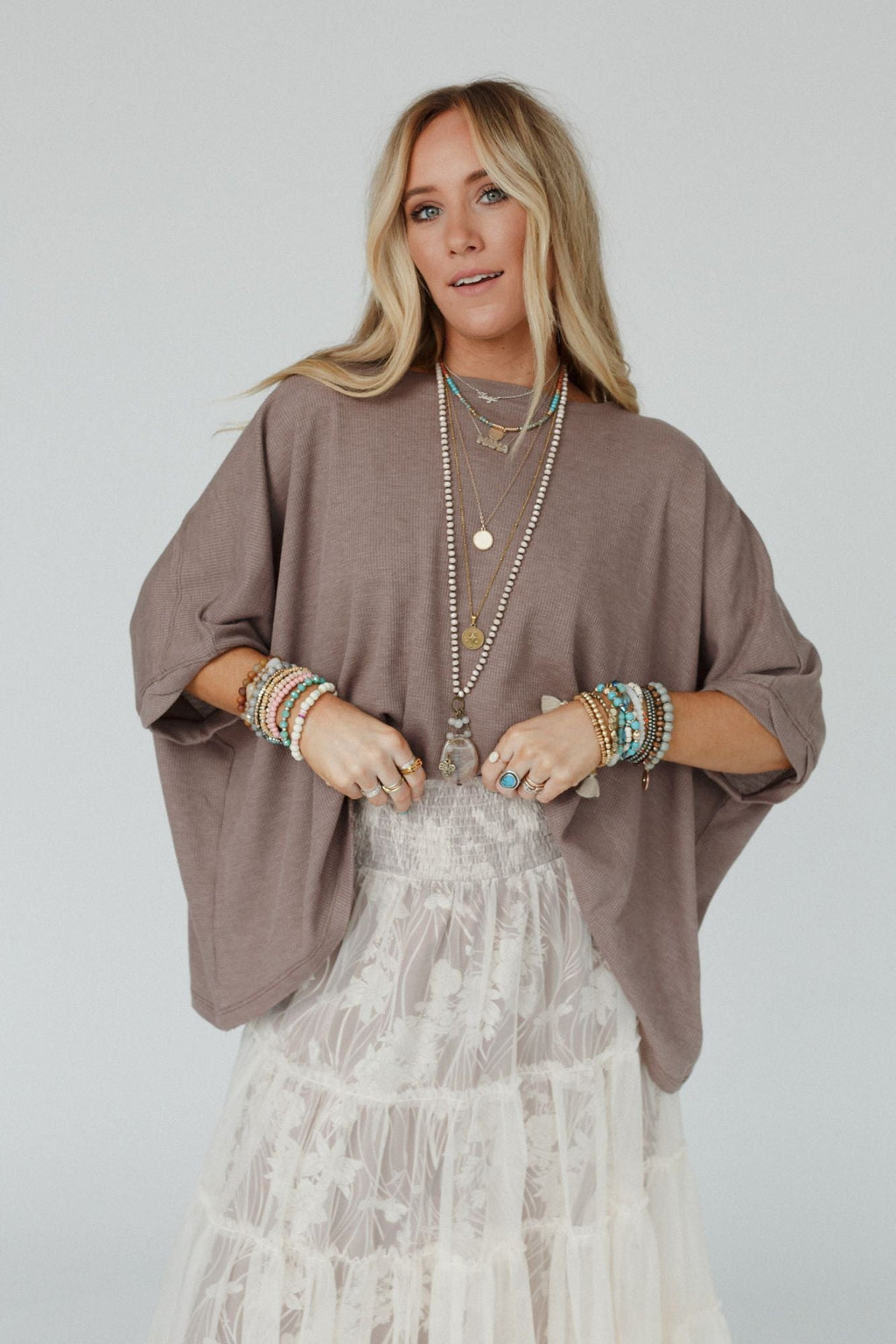 The Nest Kelsie Dolman Top - Dark Oatmeal
