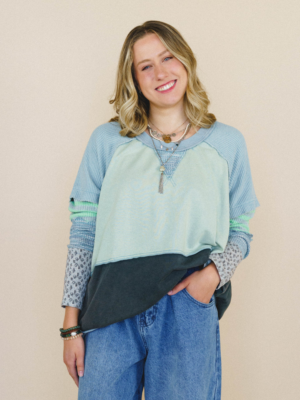 Garden Poems Long Sleeve Top - Seafoam