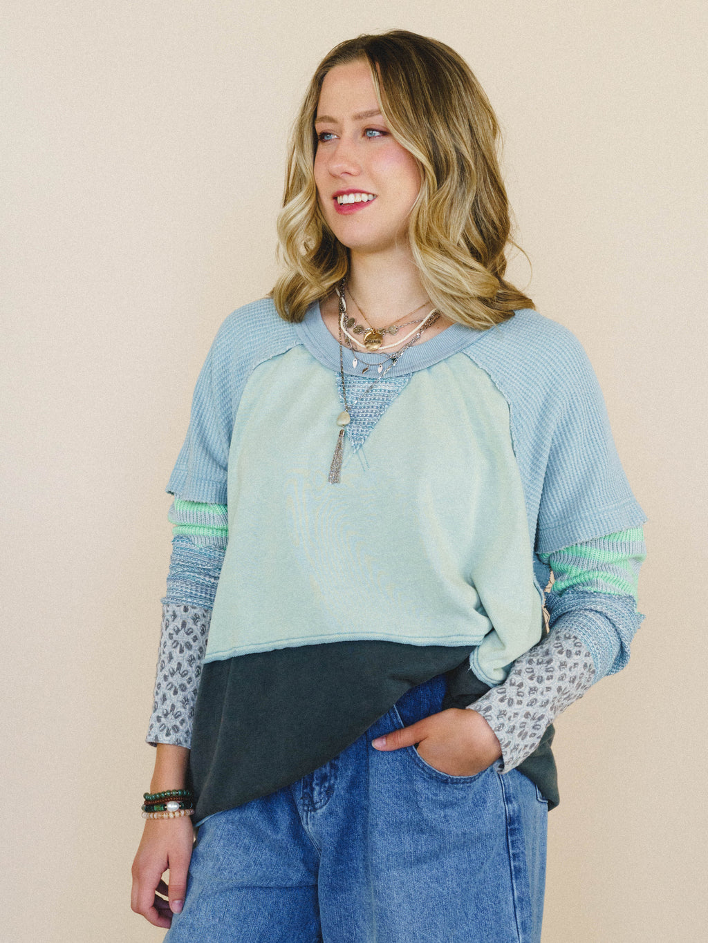 Garden Poems Long Sleeve Top - Seafoam
