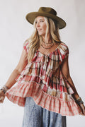 Clover Stitch Plaid Top - Pink